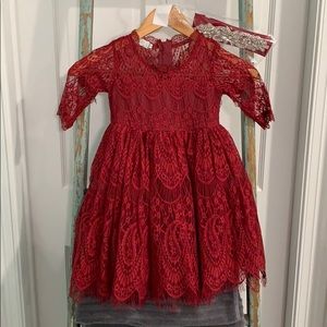 Trish Scully child beautiful red lace dress